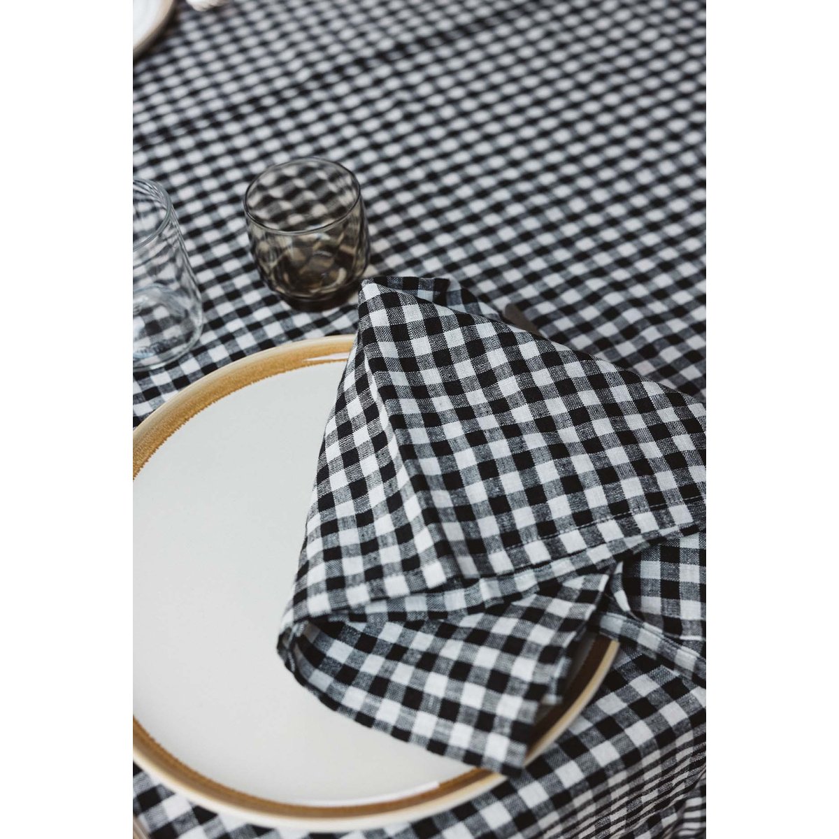 Nappe en lin lavé noir vichy black, GABRIELLE PARIS