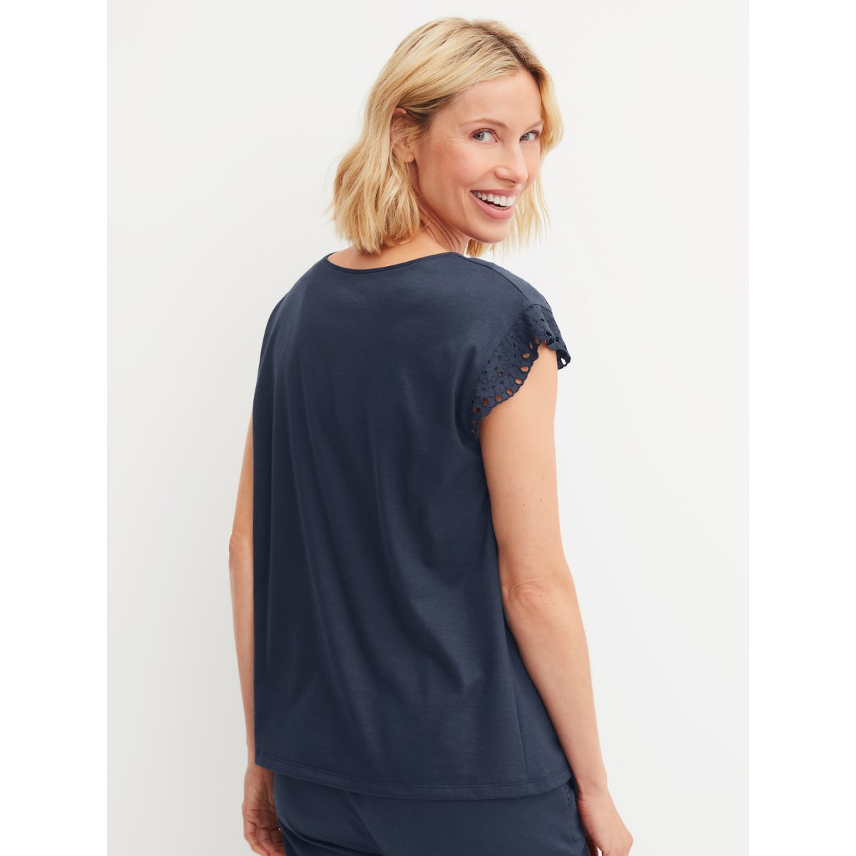 T-shirt à manches courtes et manches papillon manches courtes Coton FAVOURITES TILES peacoat blue, CALIDA