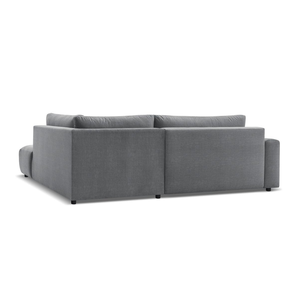 Canapé d'angle convertible 4 places en velours avec pouf, ARSENE gris foncé, BOBOCHIC