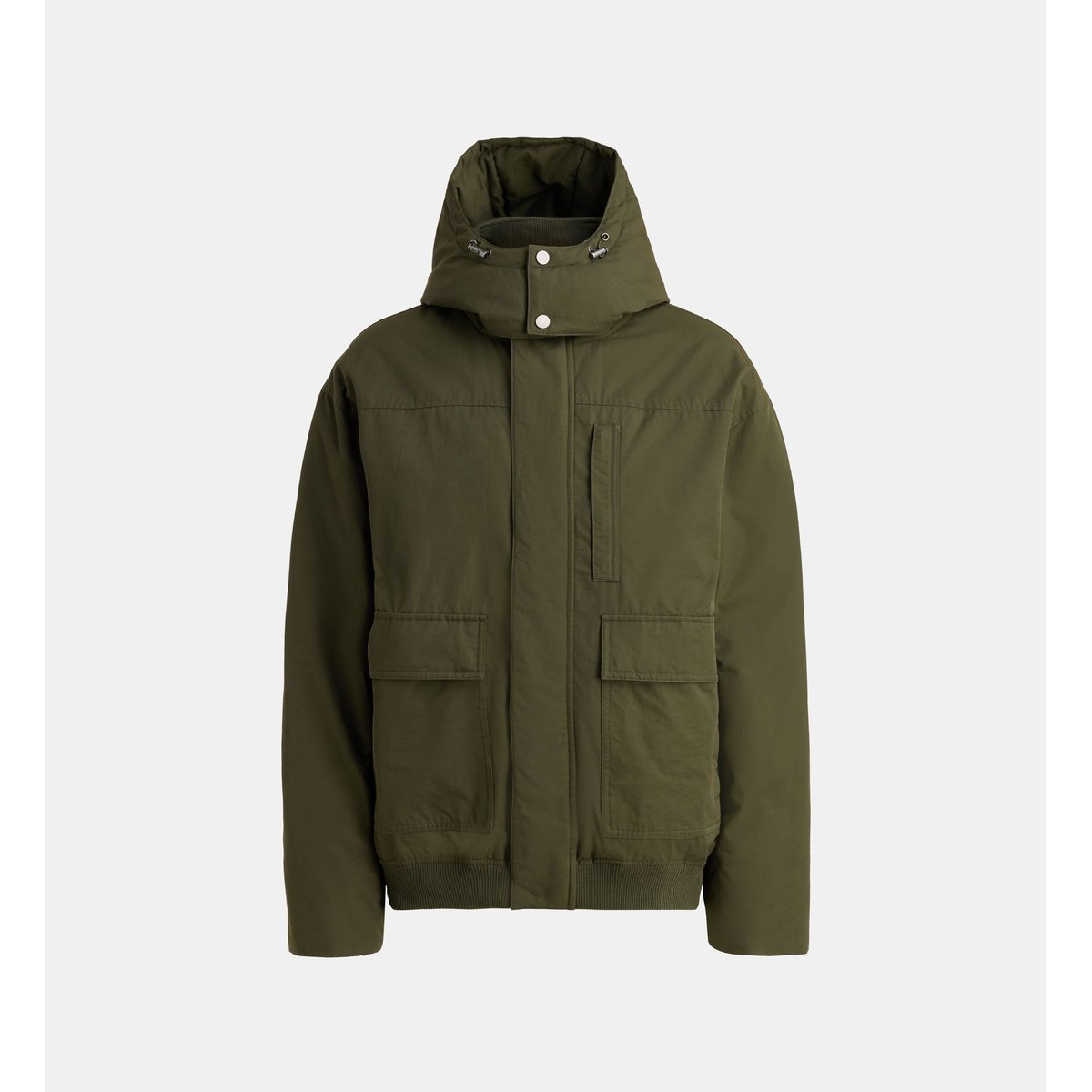 Blouson ranorak droit en coton mélangé kaki olive, GALERIES LAFAYETTE