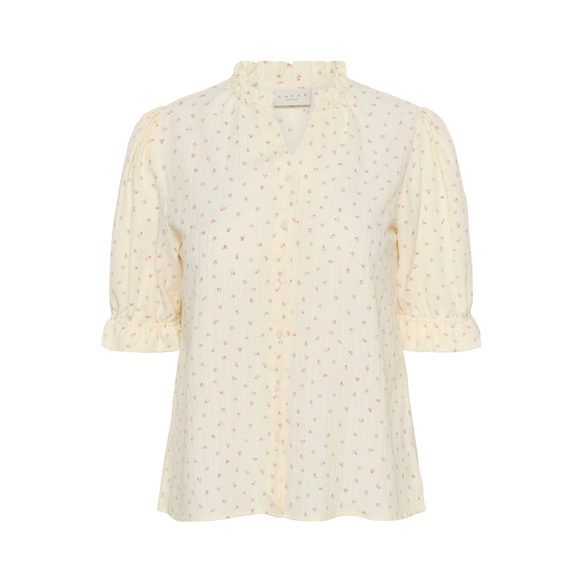 Chemise à manche courte blanc rose chalk w. pink roses, KAFFE CURVE