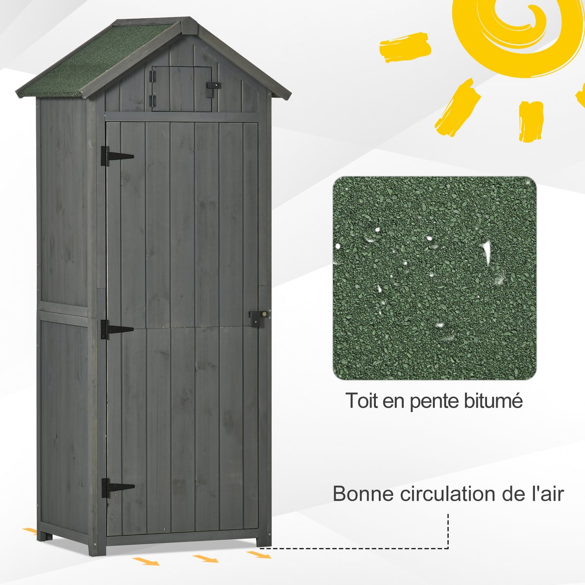 Abri de jardin Bois Bleu clair gris, OUTSUNNY