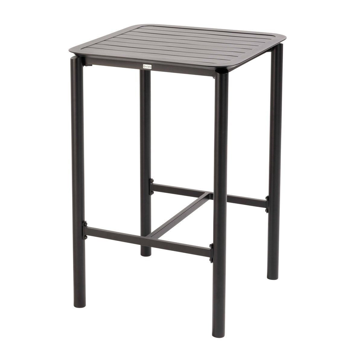 Table haute de terrasse carrée et 2 chaises en aluminium, ALMADA noir, OVIALA