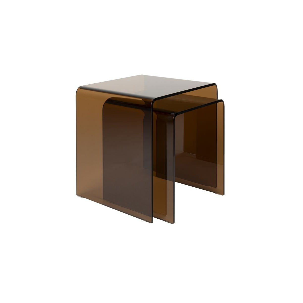 Table d'appoint carré en verre, L. marron, BOITE A DESIGN