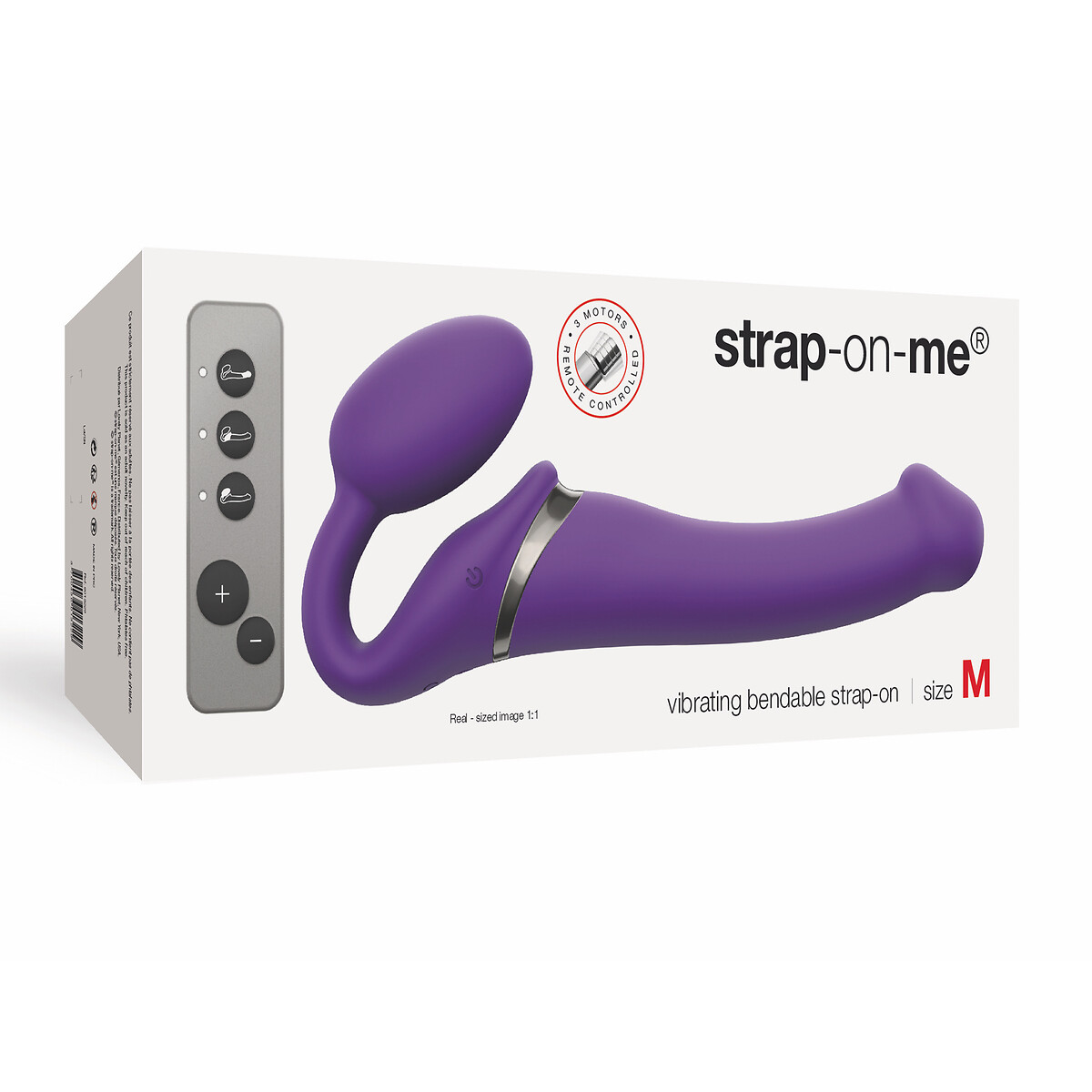 Vibromasseur Strap On 3 moteurs taille M violet, STRAP-ON-ME
