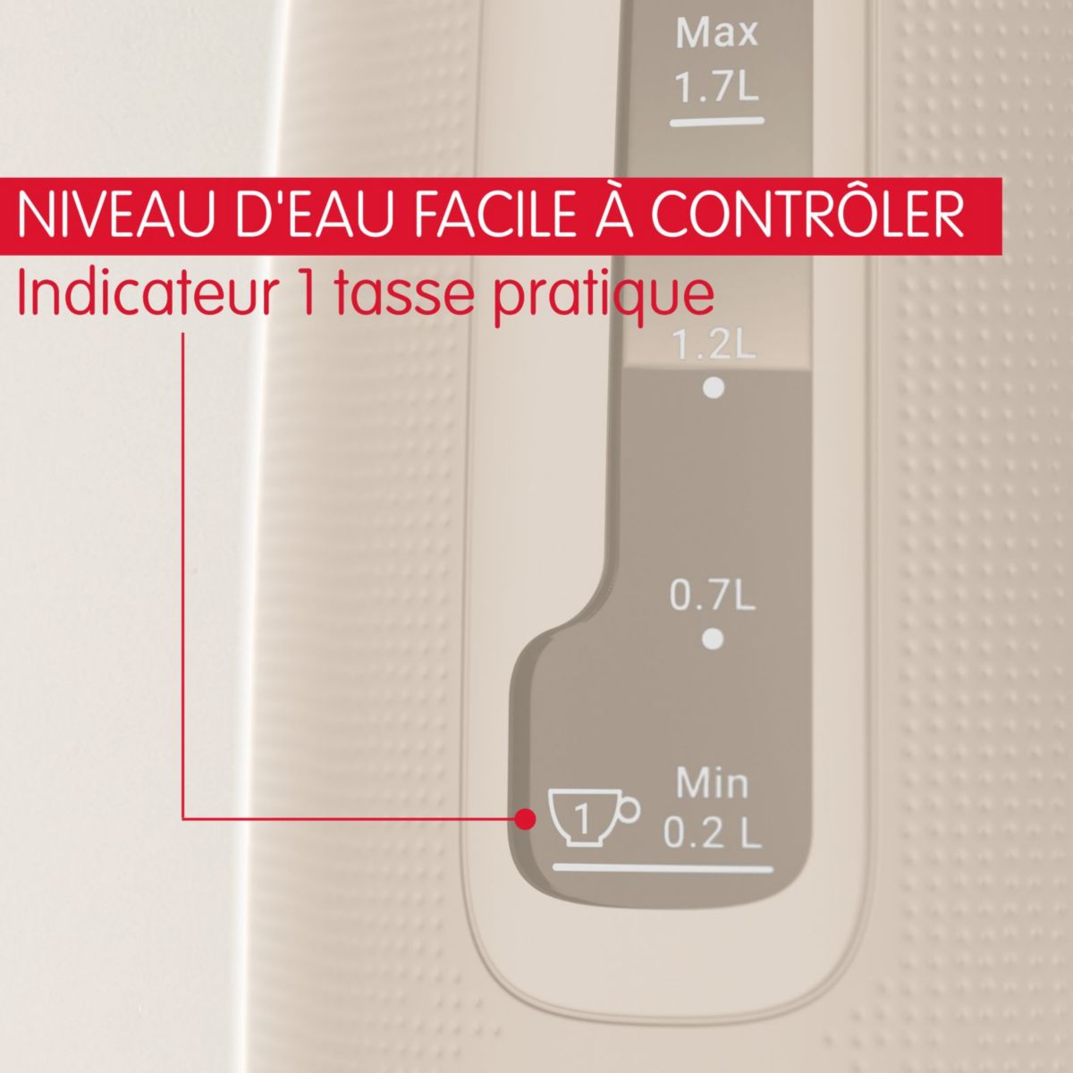 Bouilloire BY2M0B10 morning grise 1.7L couleur unique, MOULINEX