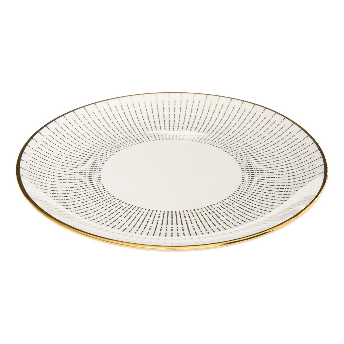 Assiette plate ronde en porcelaine LUNIS doré, ATMOSPHERA