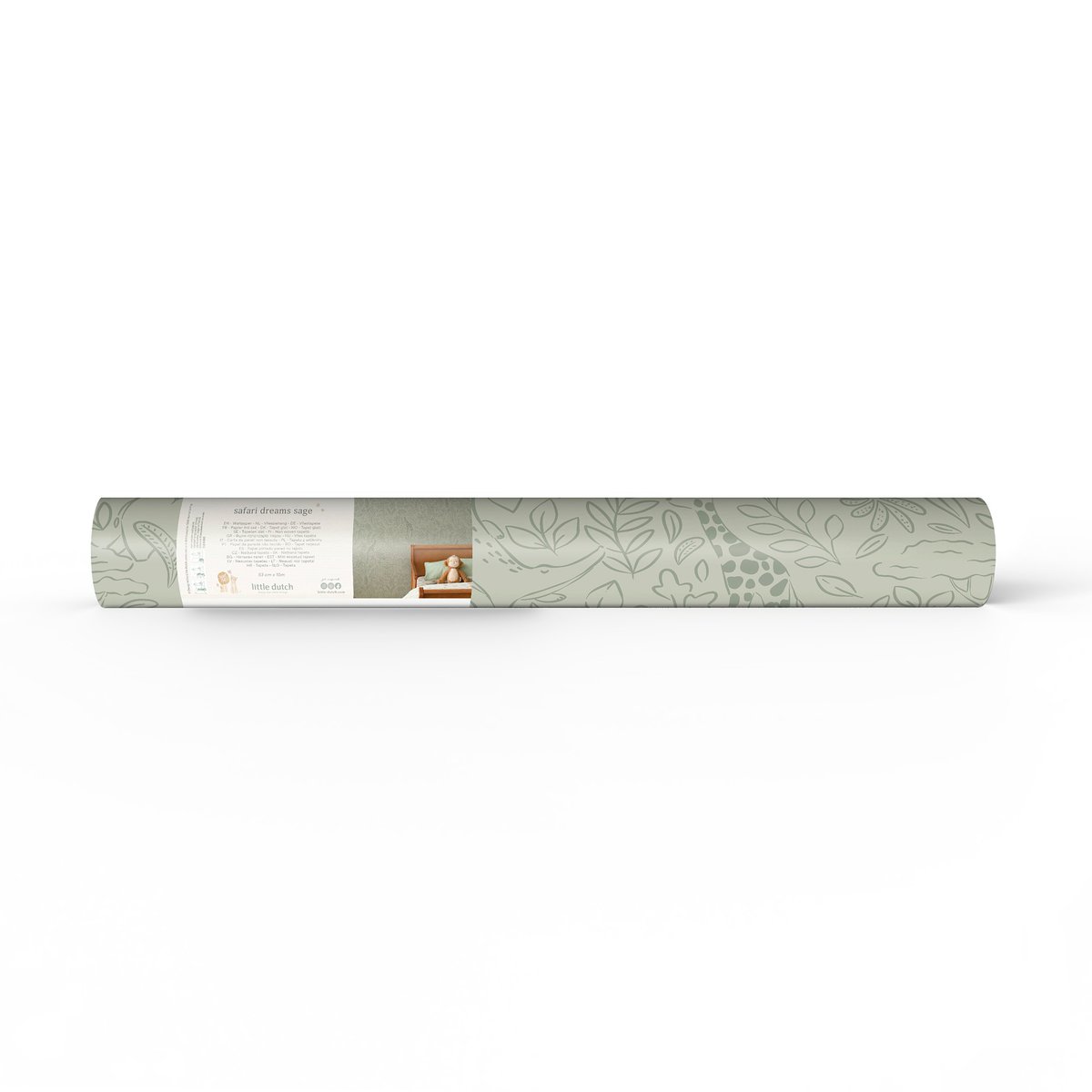 Papier peint pour enfant Petits animaux de la forêt vert sauge, LITTLE DUTCH