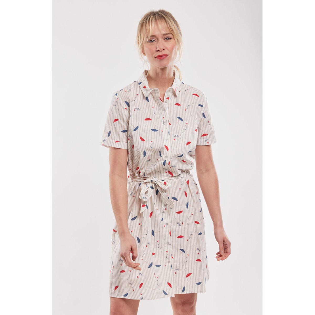 Robe chemise en coton PARASOLS imprimé parasols et baigne, ARMOR-LUX