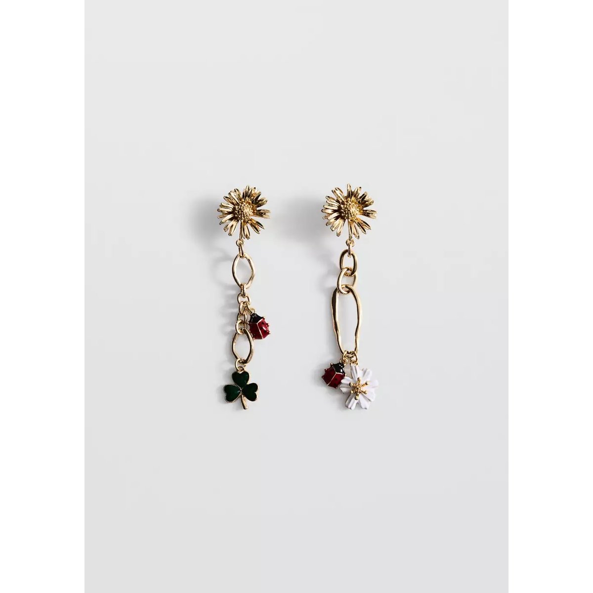 Boucles d'oreilles longues fleurs or, MANGO