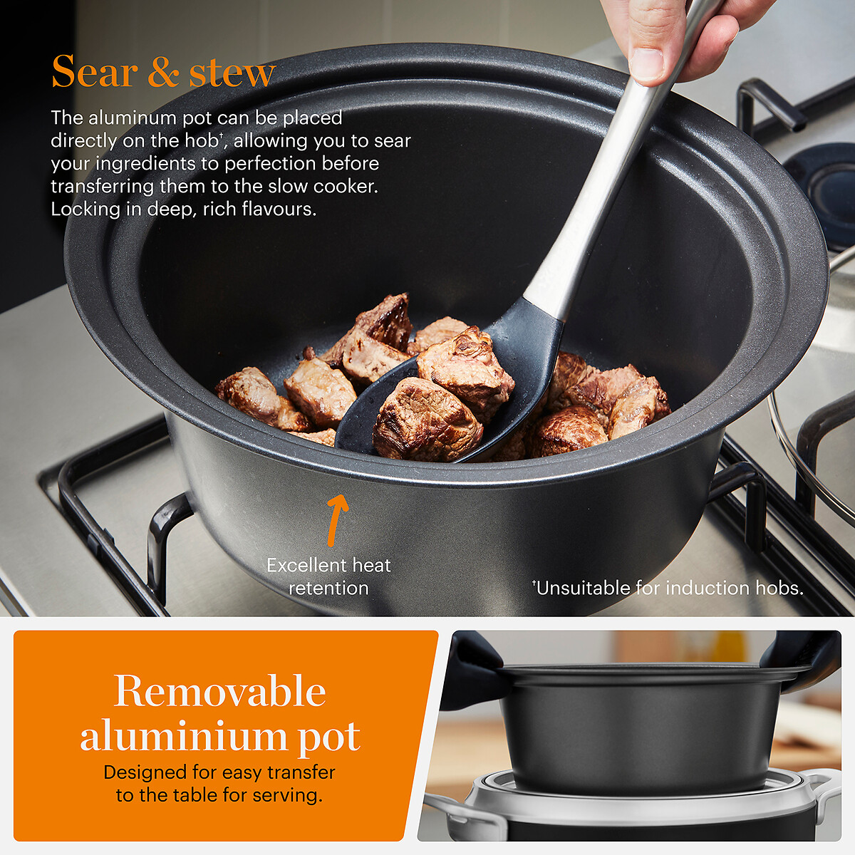 6.5L Digital Slow Cooker stainless steel, GOOD FOOD BY TOWER