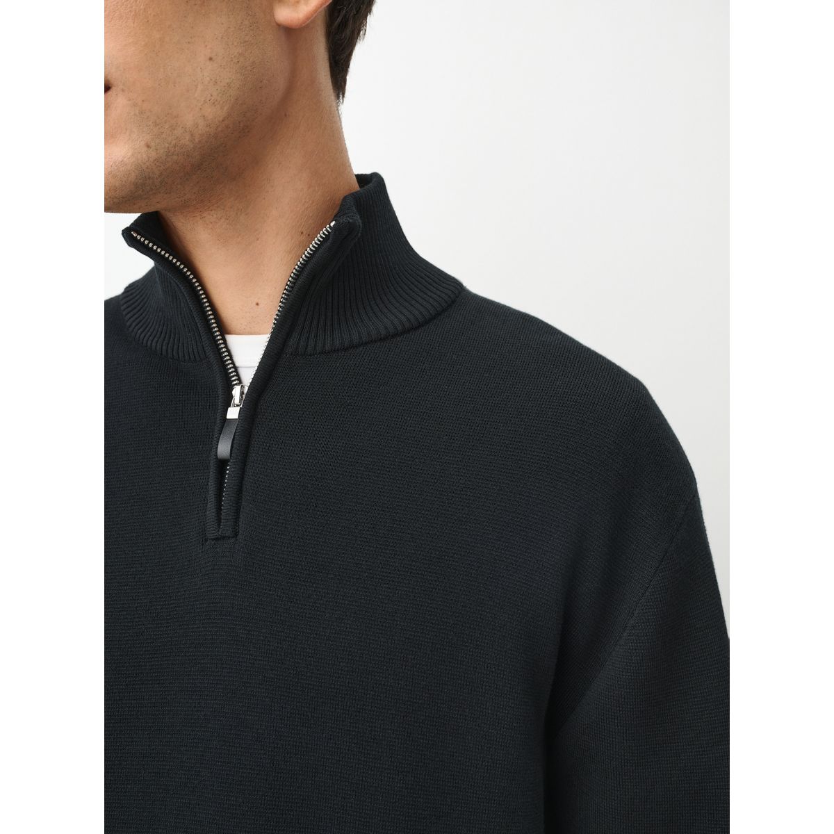Pull à col zippé noir, NEXT
