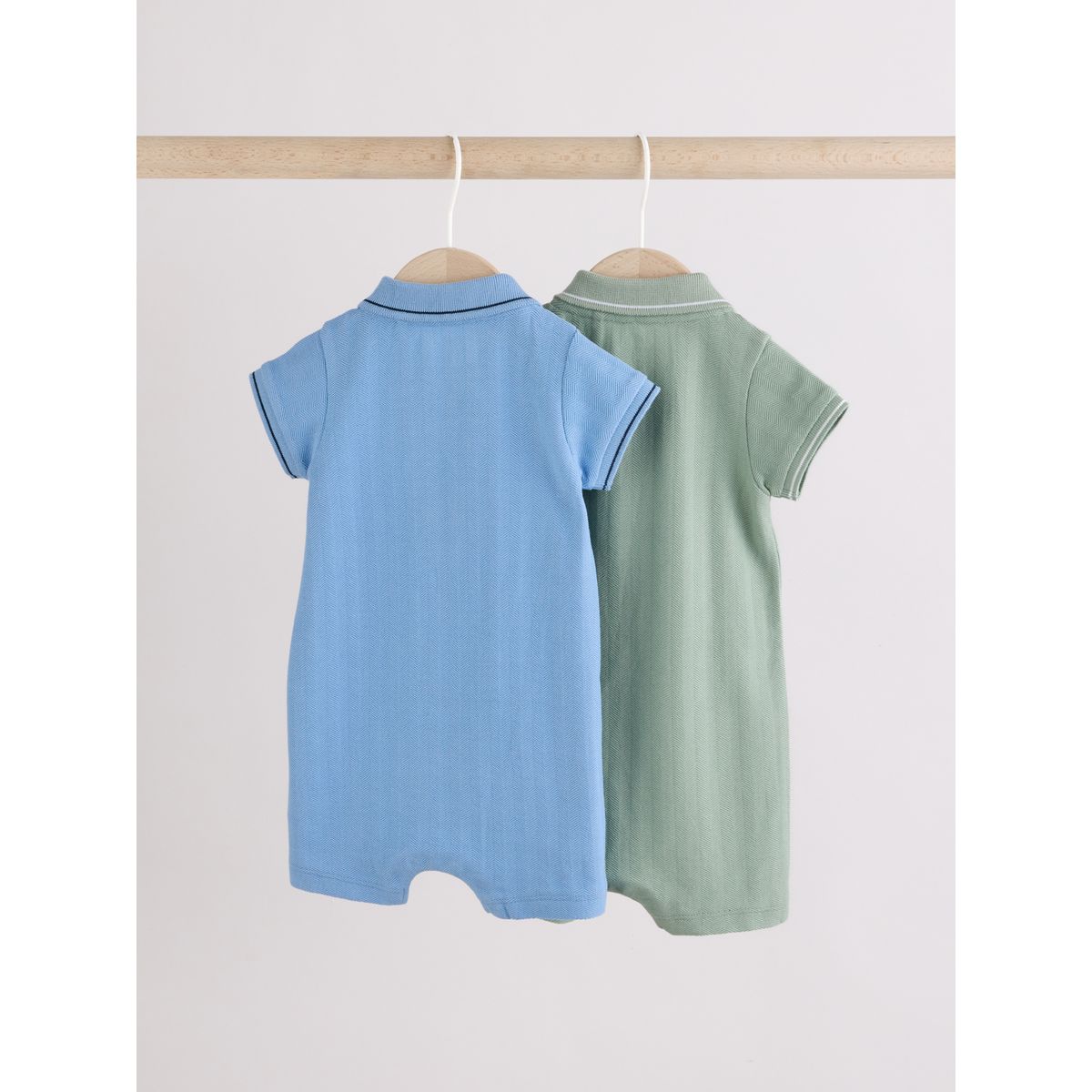 Barboteuse bébé habillée à col, lot de 2 bleu/vert, NEXT
