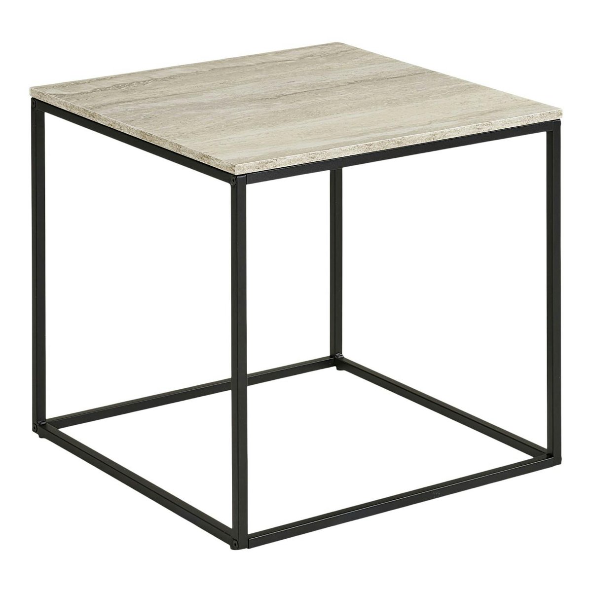 Bout de canapé cube effet travertin VARDE bois naturel, PIER IMPORT