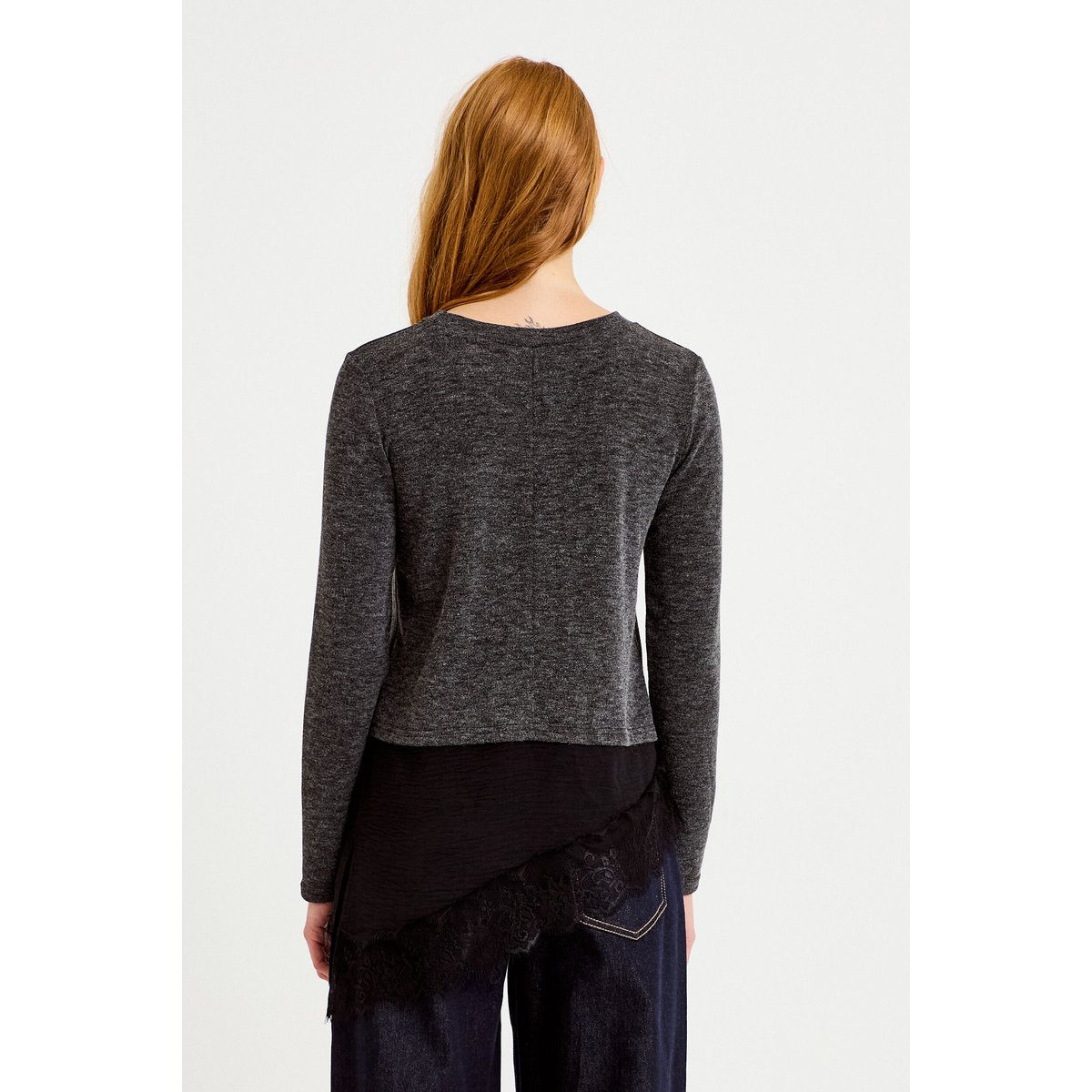 Pull manches longues gris foncé, CACHE CACHE
