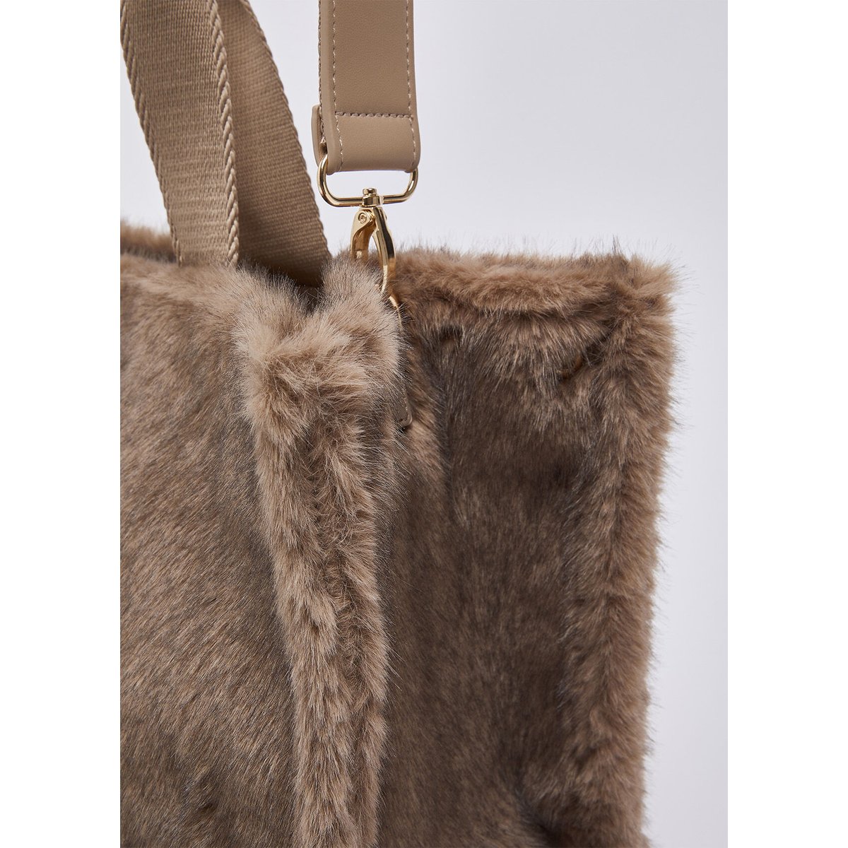 Grand sac fourre-tout en teddy beige, LIU JO