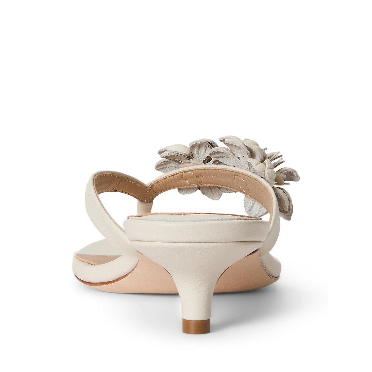 Tongs en cuir à talons Francesca blanc, LAUREN RALPH LAUREN