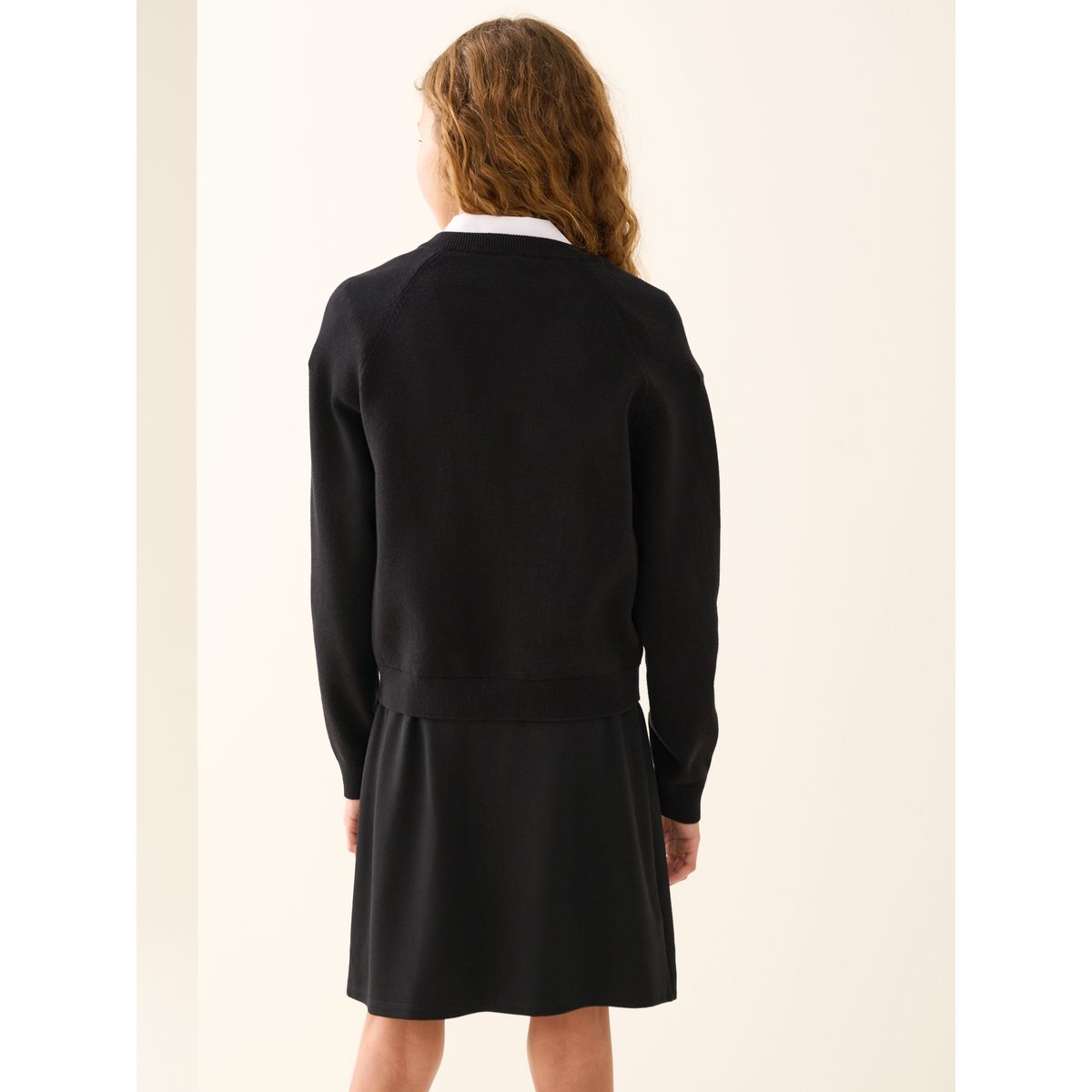 Pull en maille de coton mélangé à col v noir, NEXT