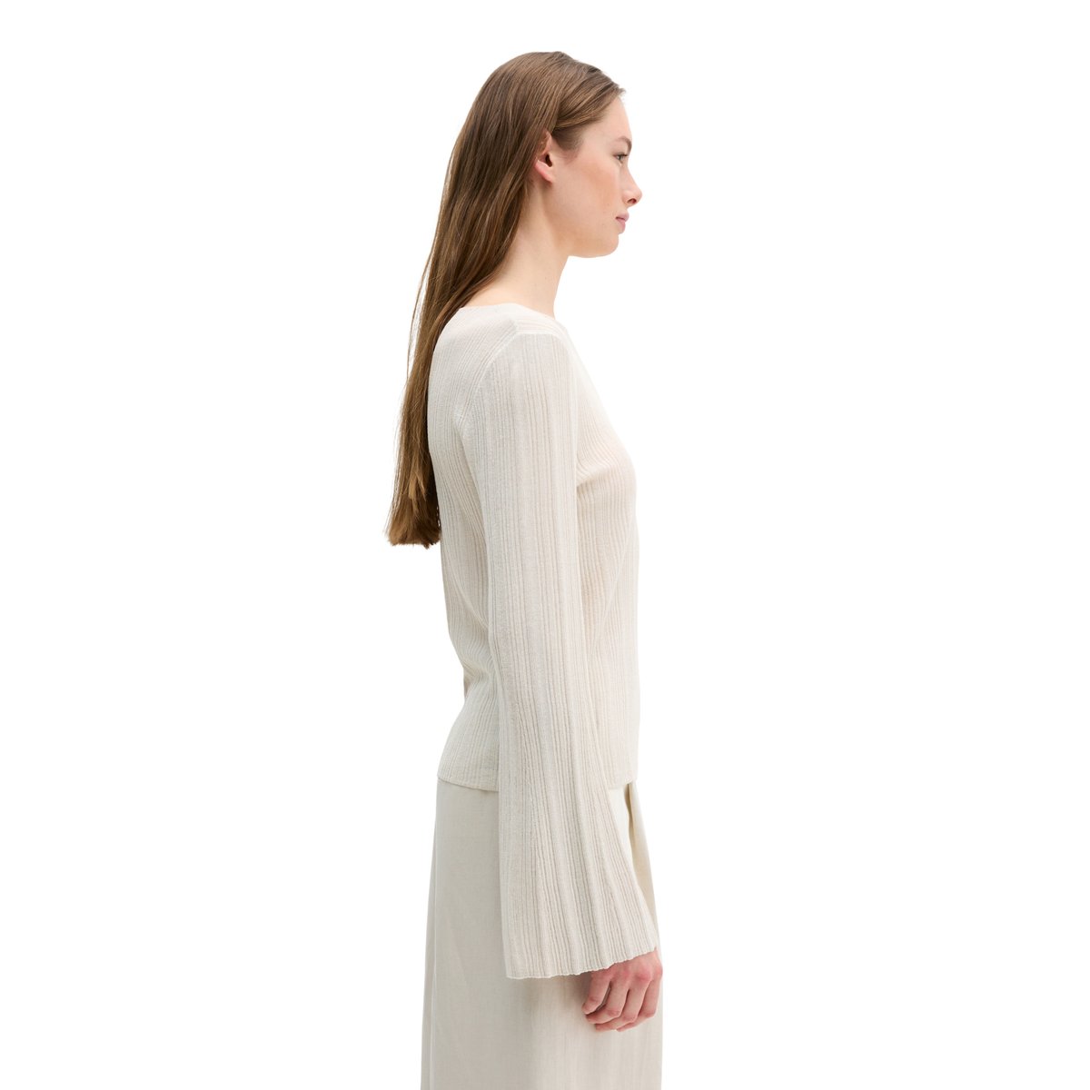 Pull en maille fine slim en noble mélange viscose-lin gris clair, MARC O'POLO