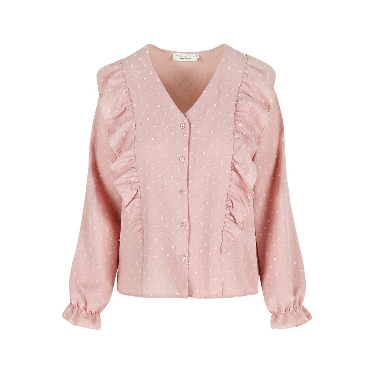 Blouse à volants rose nude, LOLALIZA