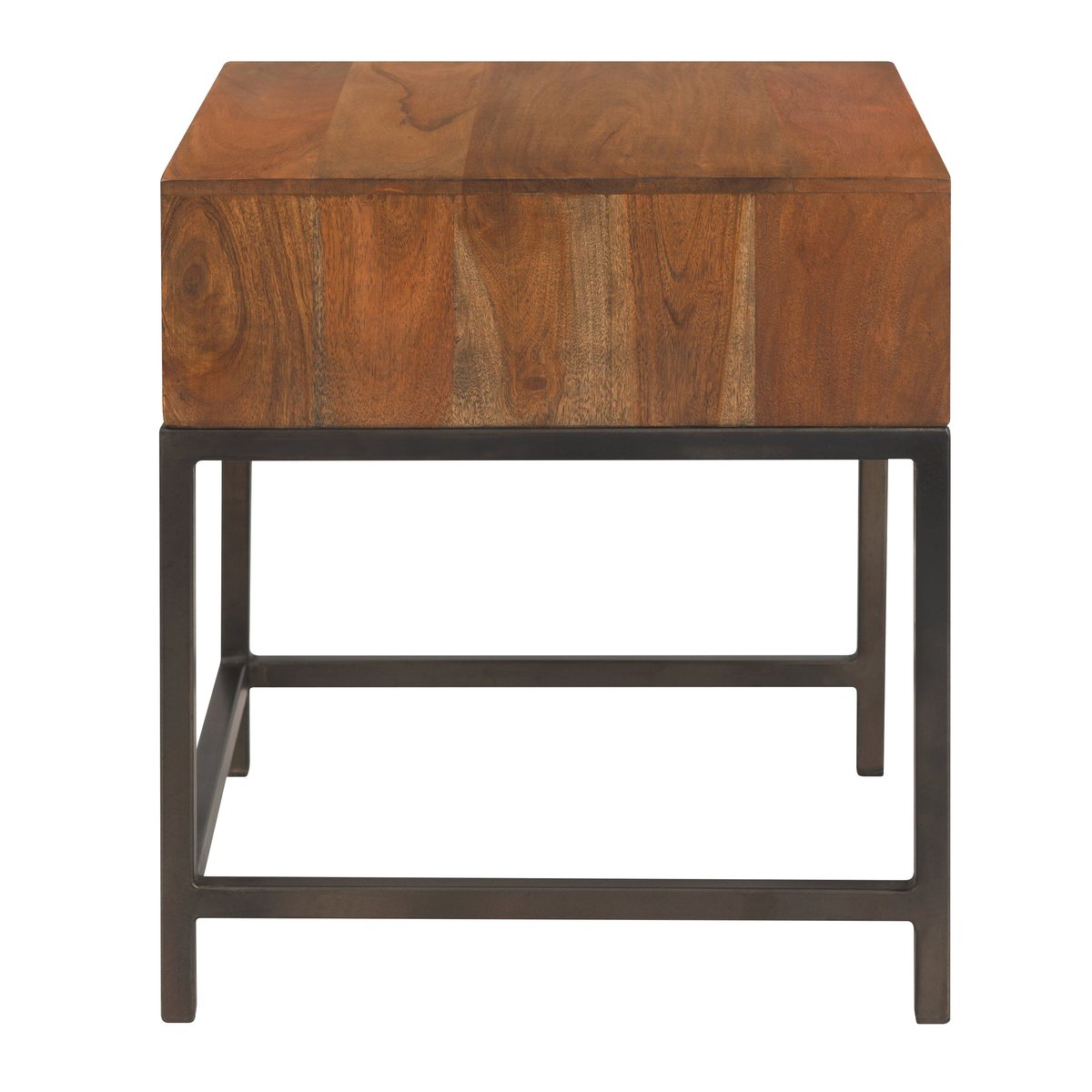 Table de chevet 1 tiroir en bois d'acacia recyclé - KRABI bois foncé, MAISON PAVANE