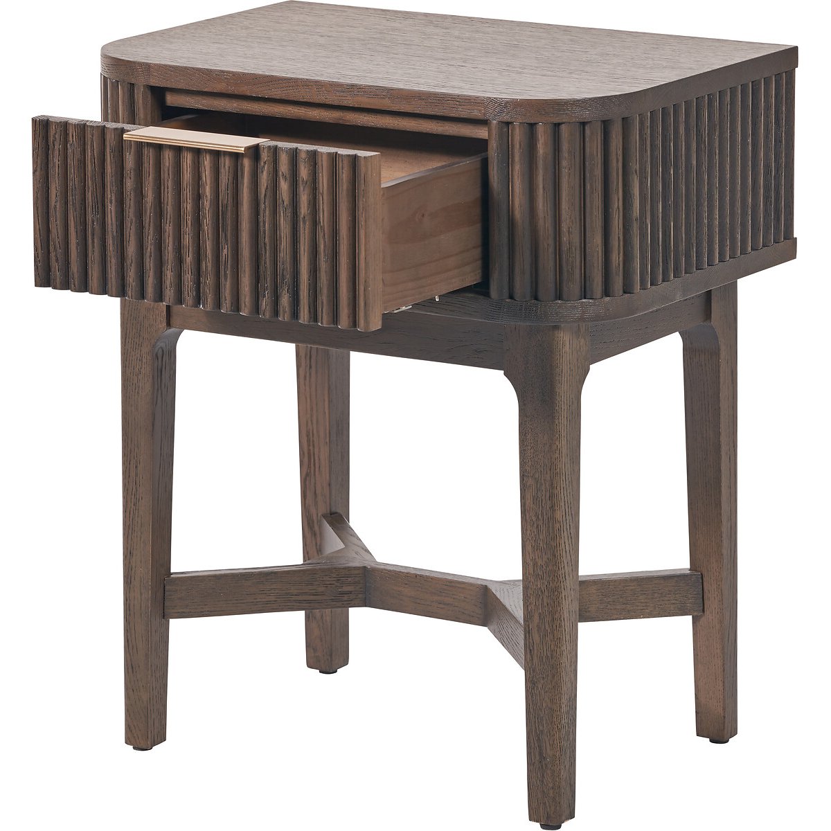 Renzo Fluted Oak Bedside Table smoked oak, ÉDITÉ