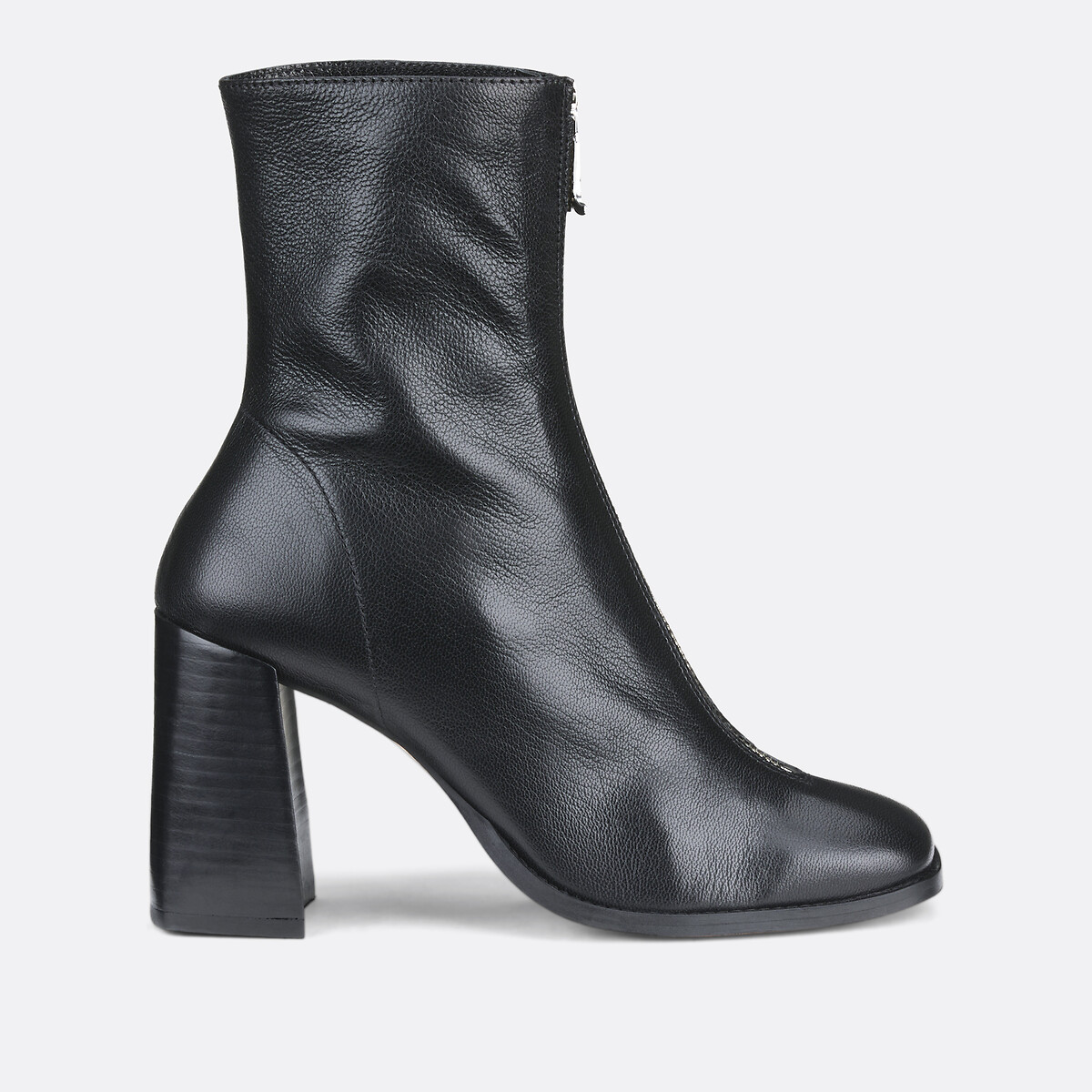 Bottines zippées en cuir Vandana noir, JONAK