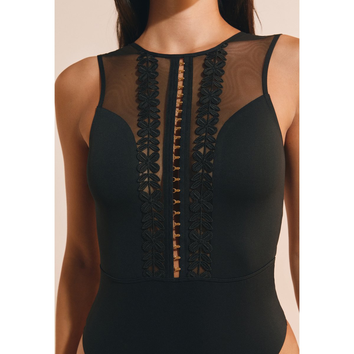 Body dos nu en microfibre HALO noir, ETAM