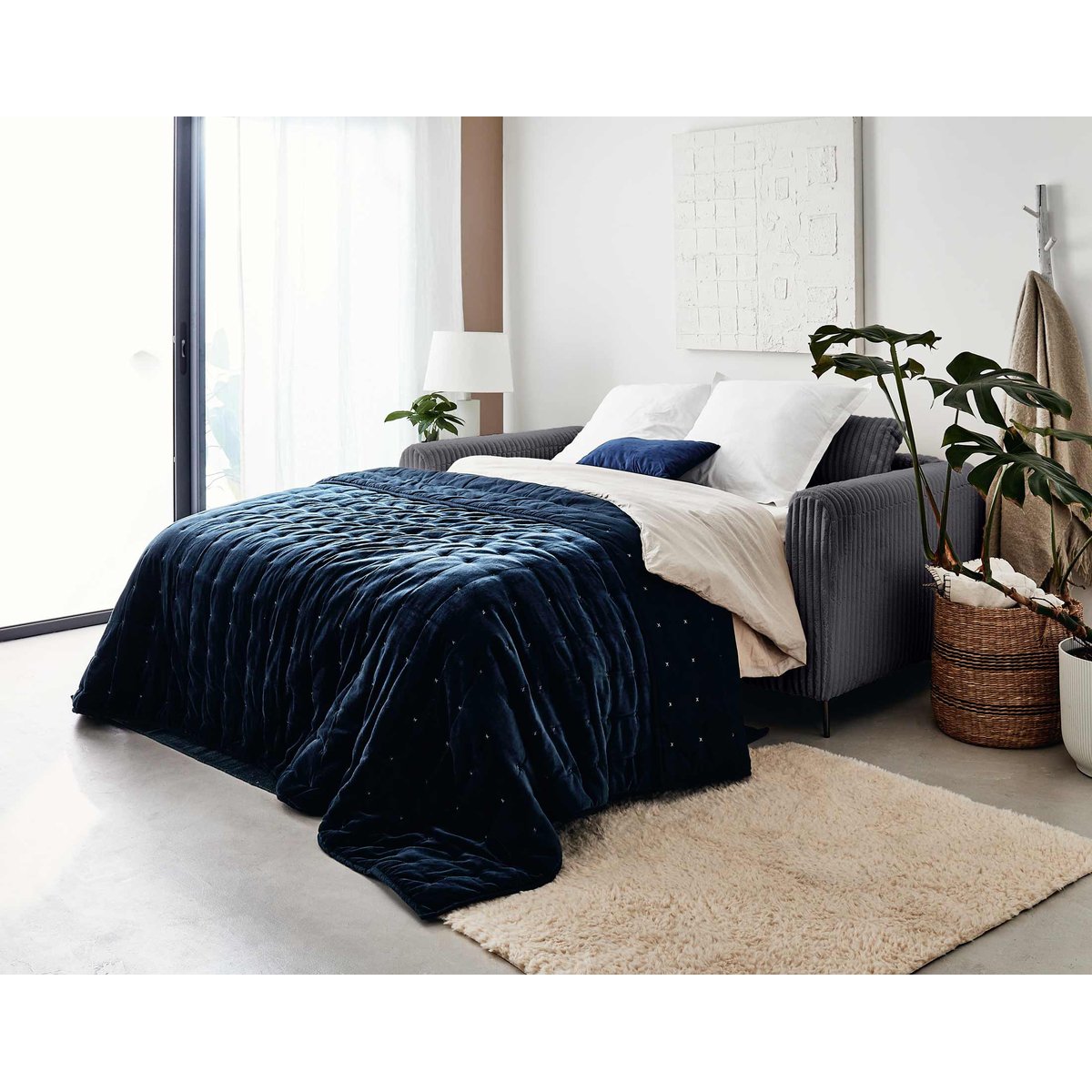 Lit - OWEN gris foncé, BEST MOBILIER