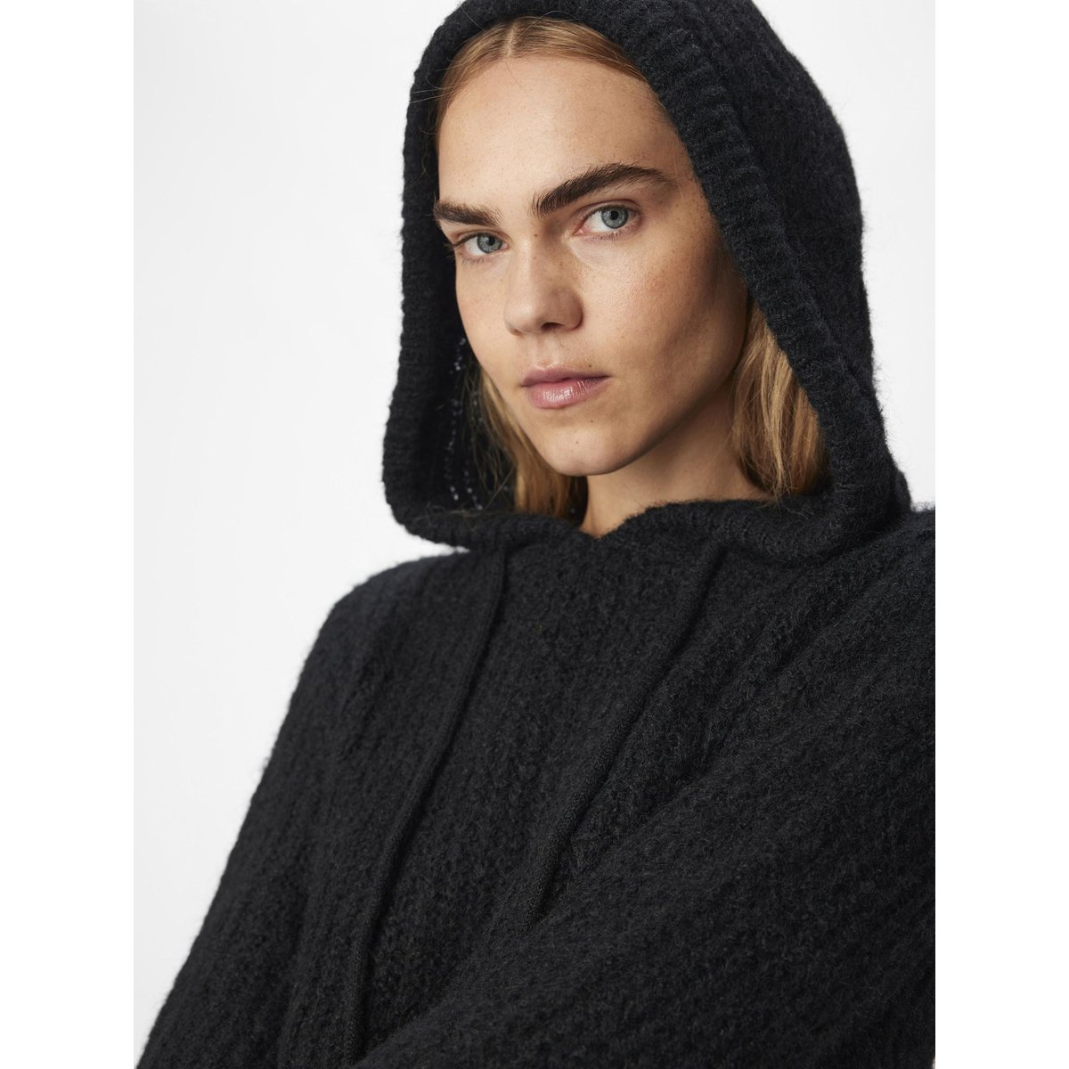 En maille Sweat à capuche noir - black, OBJECT