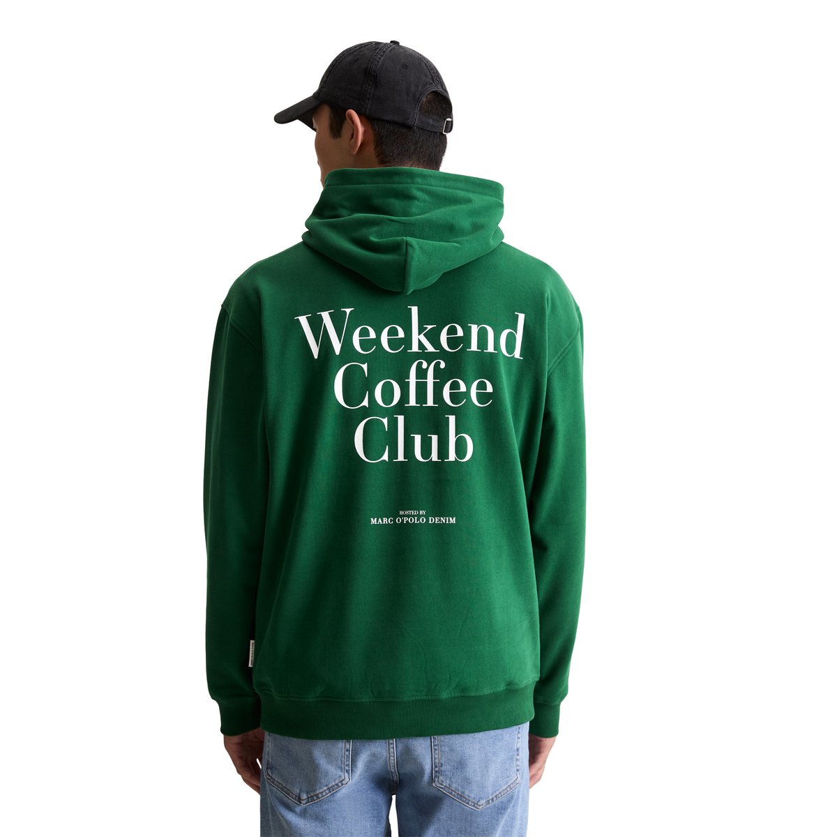 Hoodie relaxed avec un imprimé décontracté dans le dos vert foncé, MARC O’POLO DENIM