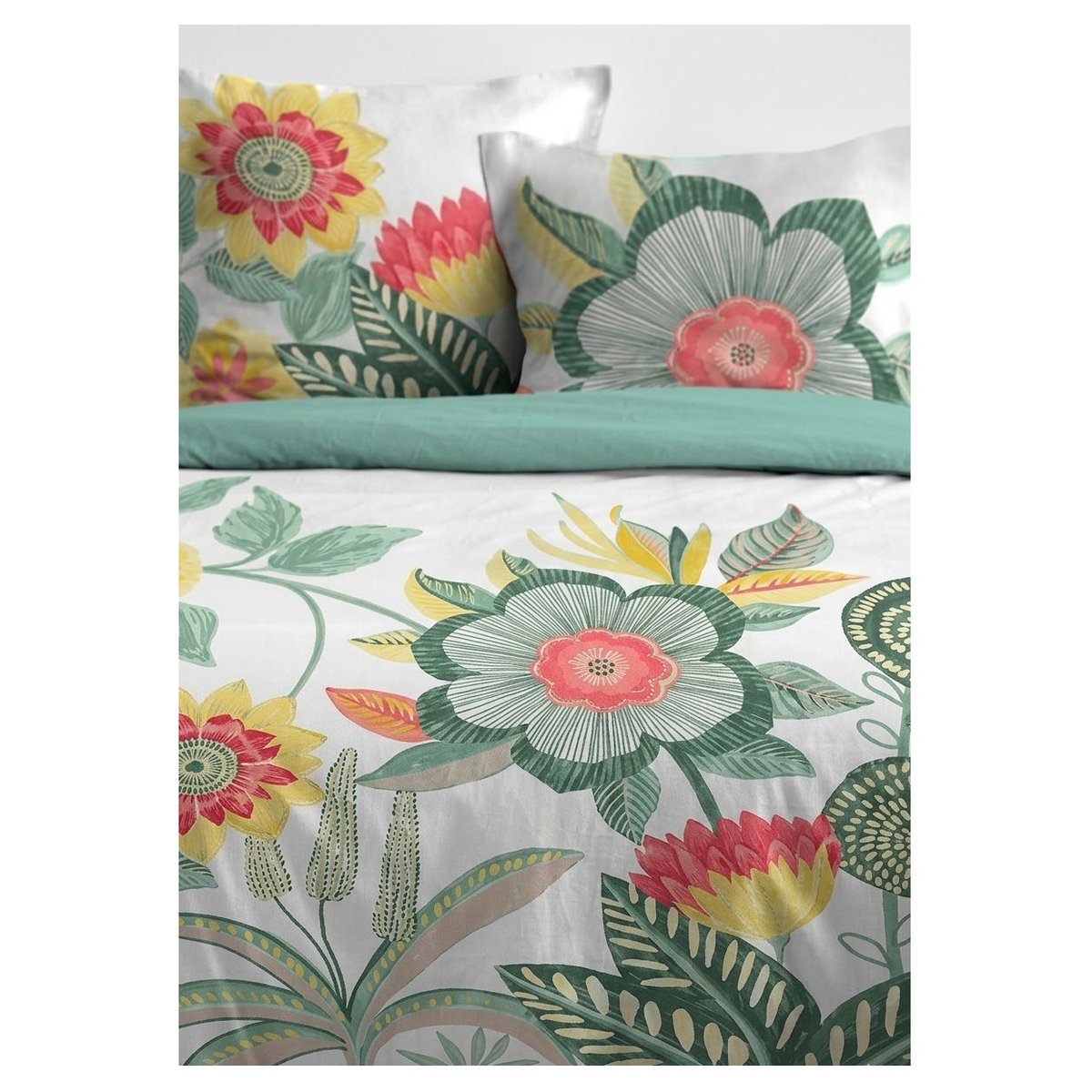 Parure de lit Cassie fleurie vert, EDEN