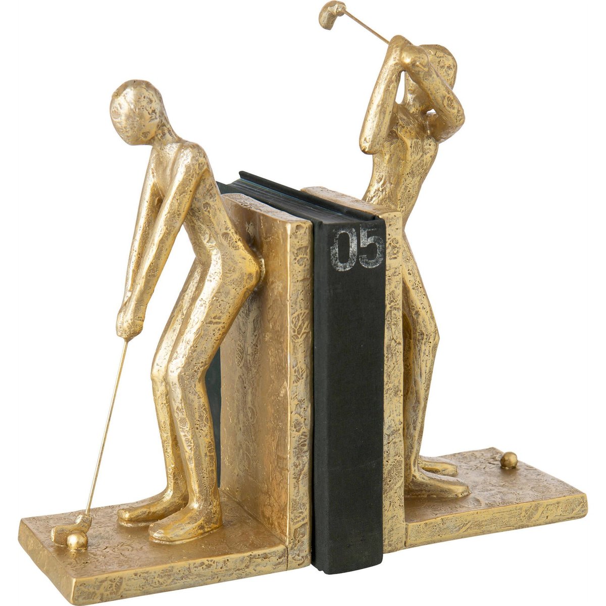Serre-livres golfeur en résine, Lot de 2 doré, RECOLLECTION