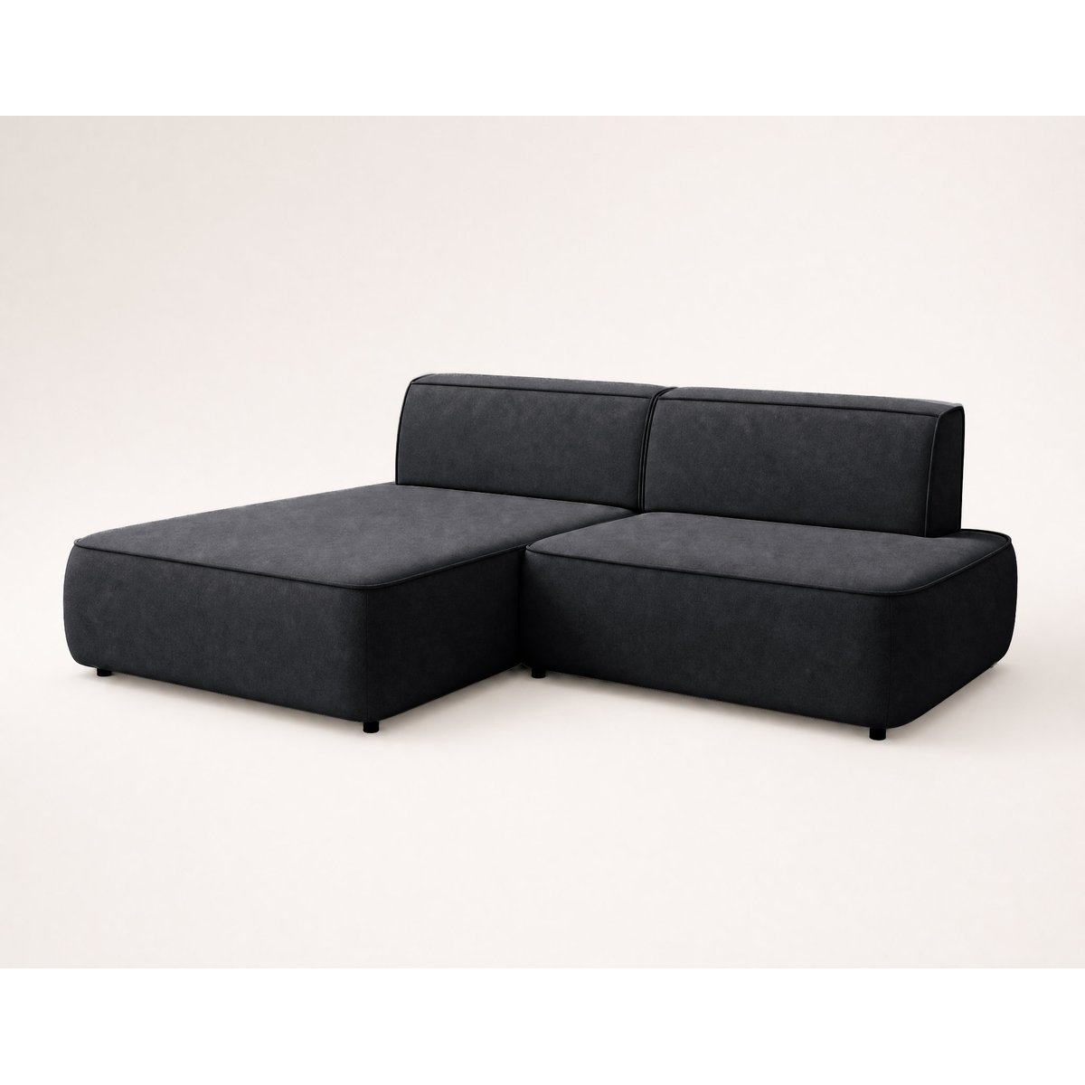 Canapé d'Angle Convertible en Velours 4 places - LISETTE noir, BEST MOBILIER
