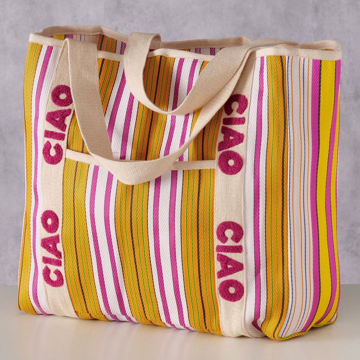 Sac de plage en tissu multicolore Ciao 39x37x14cm doré, WADIGA