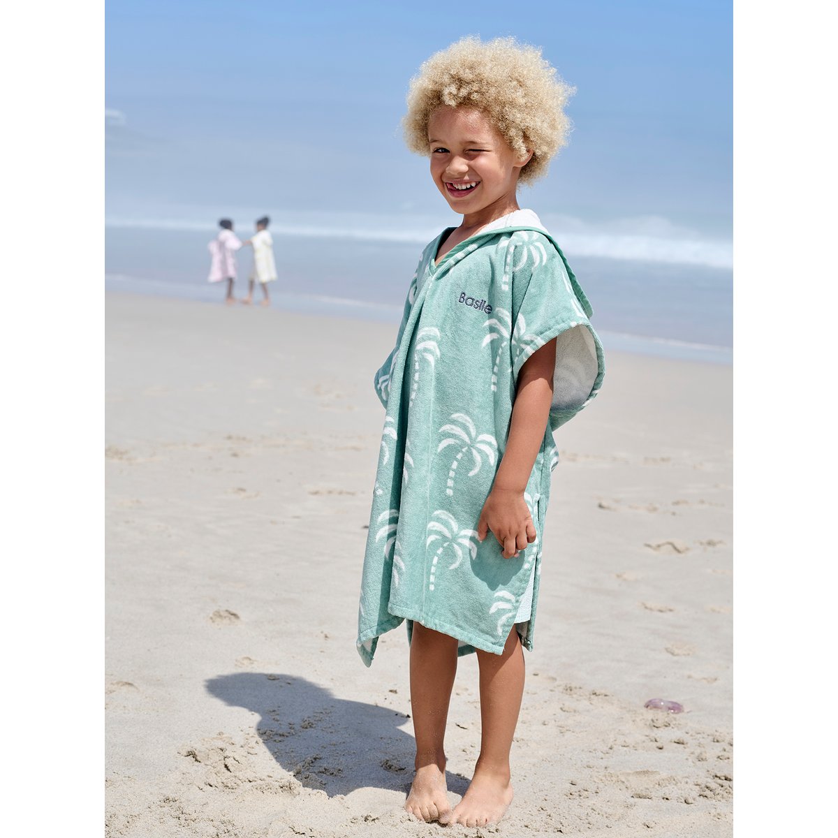 Poncho de bain / plage , avec coton recyclé menthe, VERTBAUDET