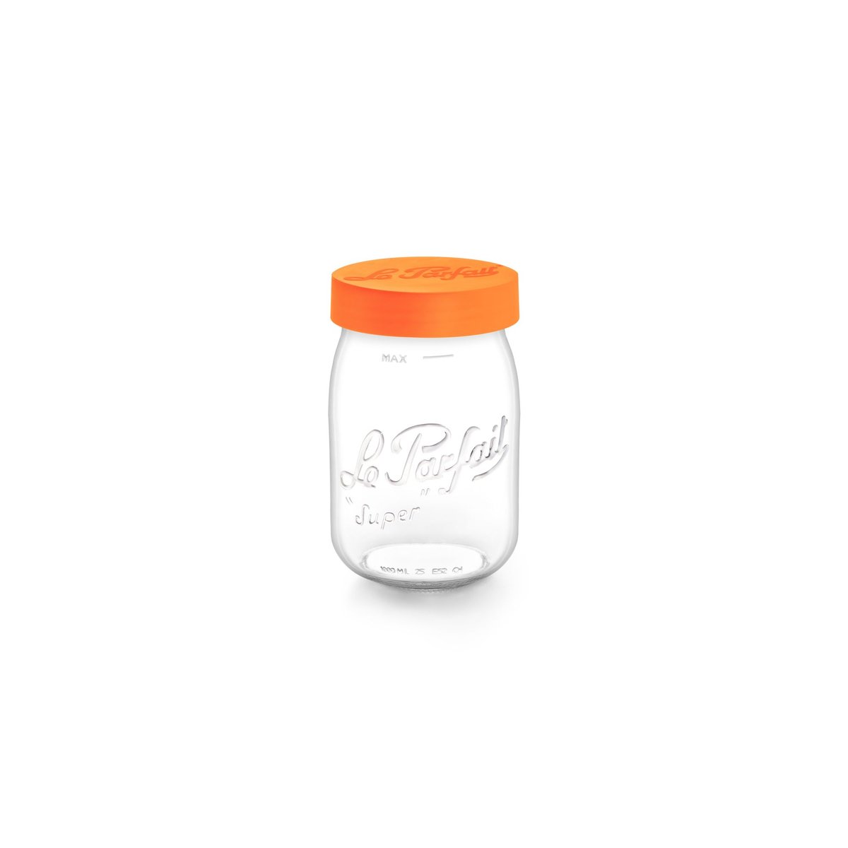Bocal en verre avec couvercle 1L, LE PARFAIT orange-transparent, LE PARFAIT
