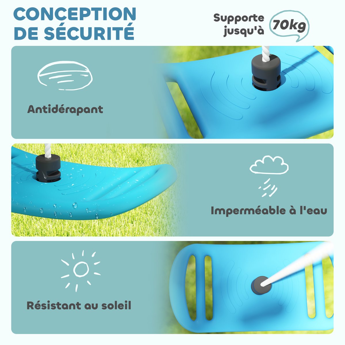 Balançoire pour enfants Plastique Bleu bleu, AIYAPLAY