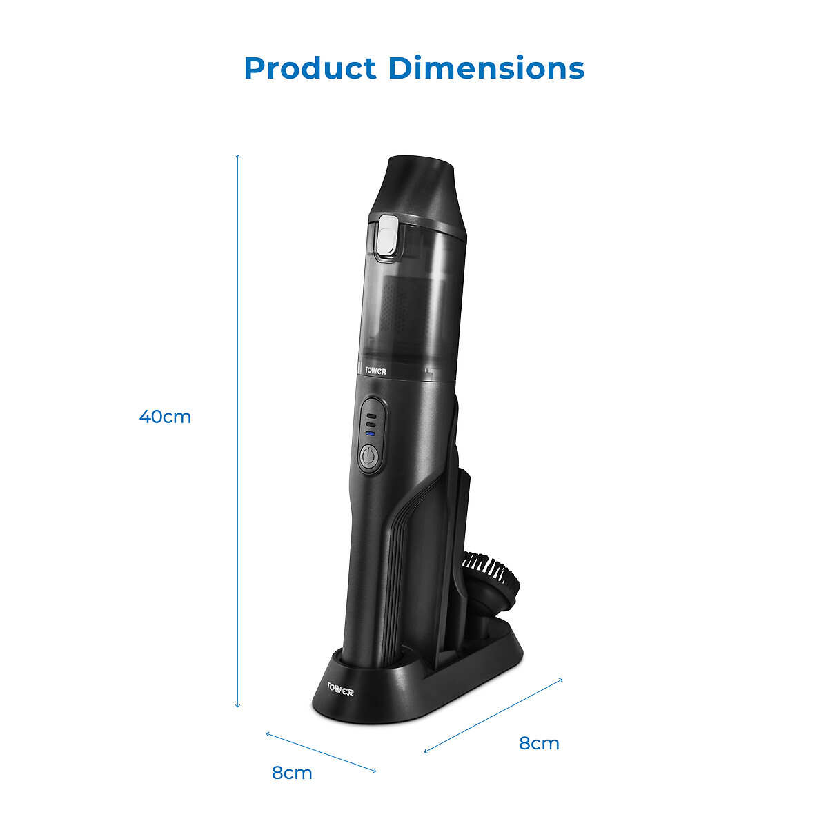Cordless Handheld Vacuum - T527000 black, TOWER