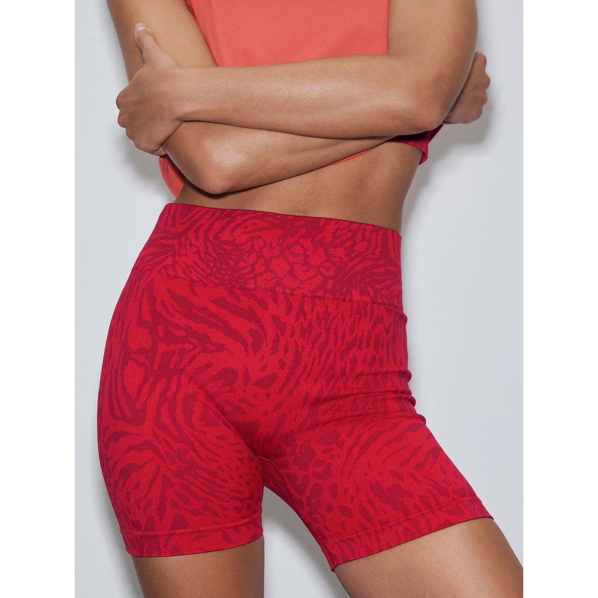 Short cycliste sans coutures active rouge imprimé animal, NEXT