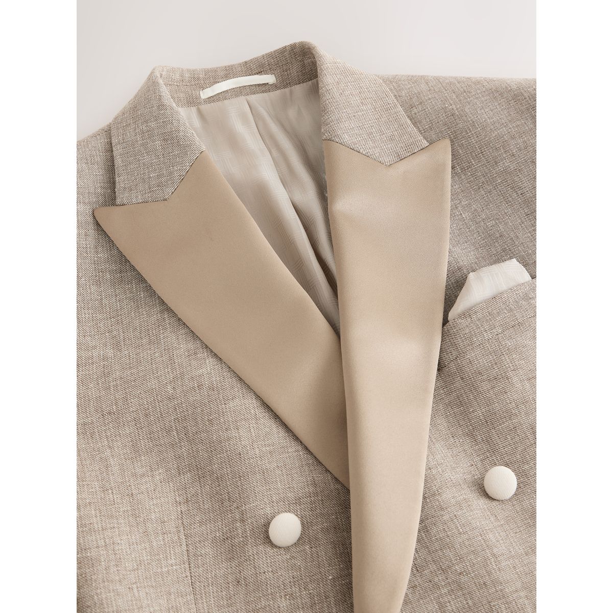 Veste de costume en mélange lin texturé clochette croisée en pierre, NEXT