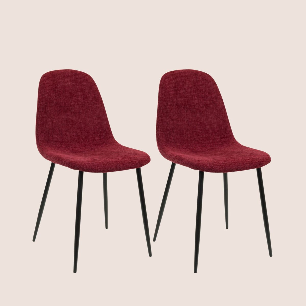 Chaises avec pieds en métal et assises en tissu (lot de 2) - ZELIE rouge, HELLIN, DEPUIS 1862