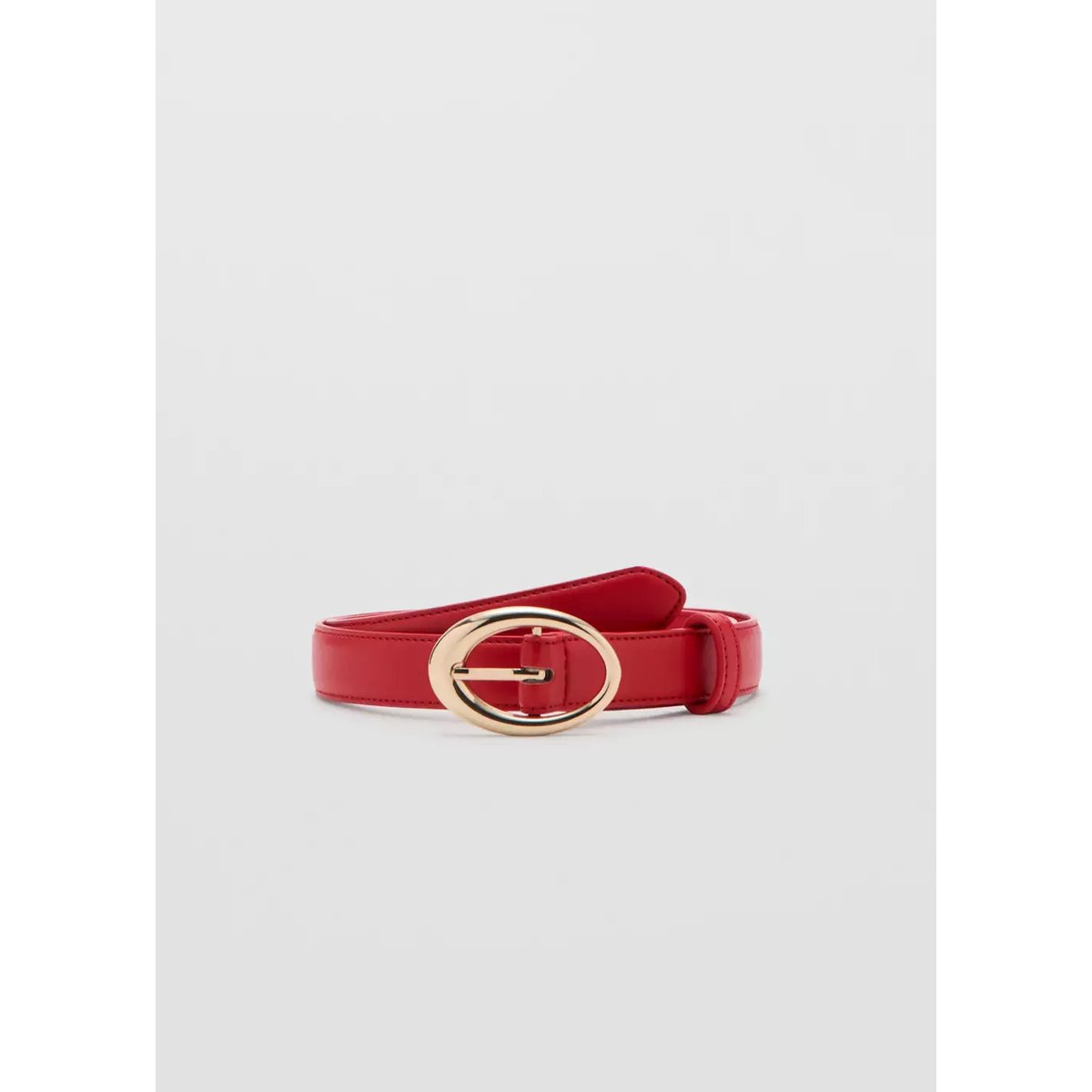 Ceinture boucle ovale rouge, MANGO