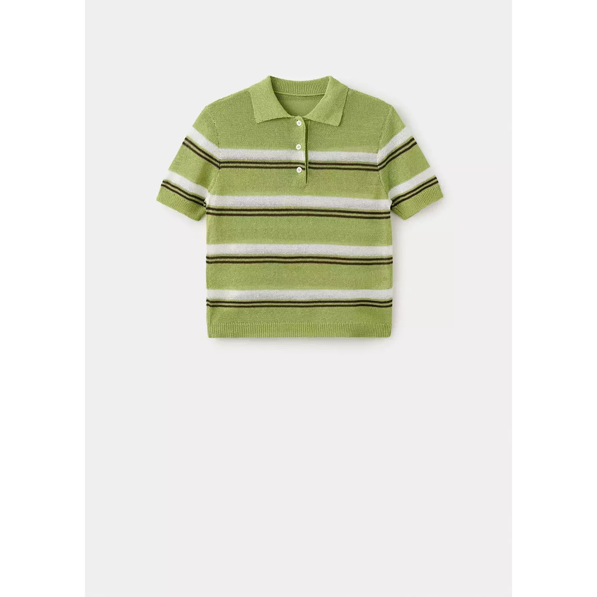 Pull-over maille col polo vert, MANGO