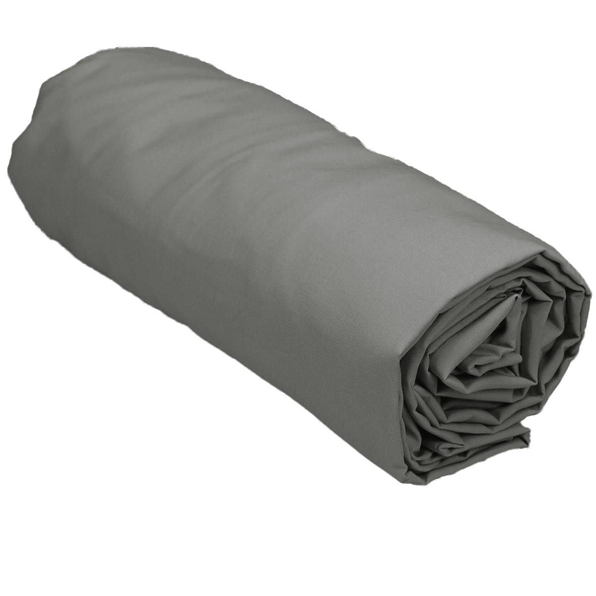 Drap-housse Satin de coton VERSATIN - Gris - 160x200 gris, BELLECOUR