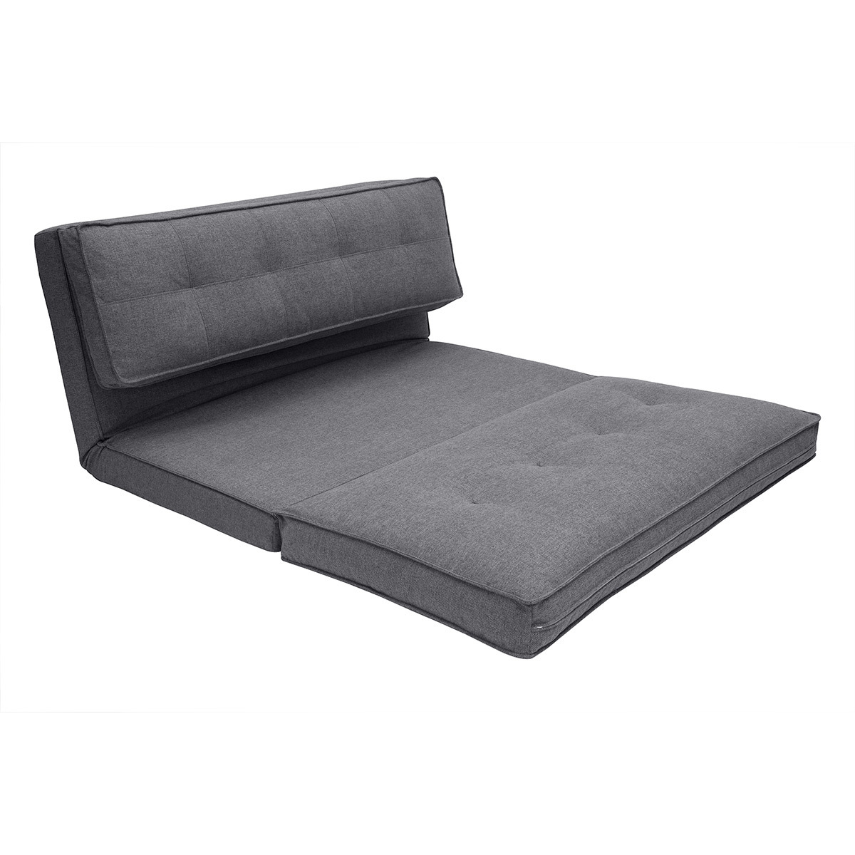 Chauffeuse 2 places convertible en tissu vert de gris SALLY gris foncé, MILIBOO