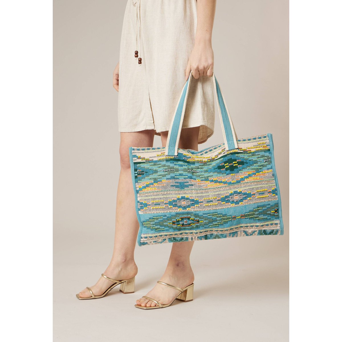 Sac bleu femme en 100% coton ADIBA blue, DEELUXE