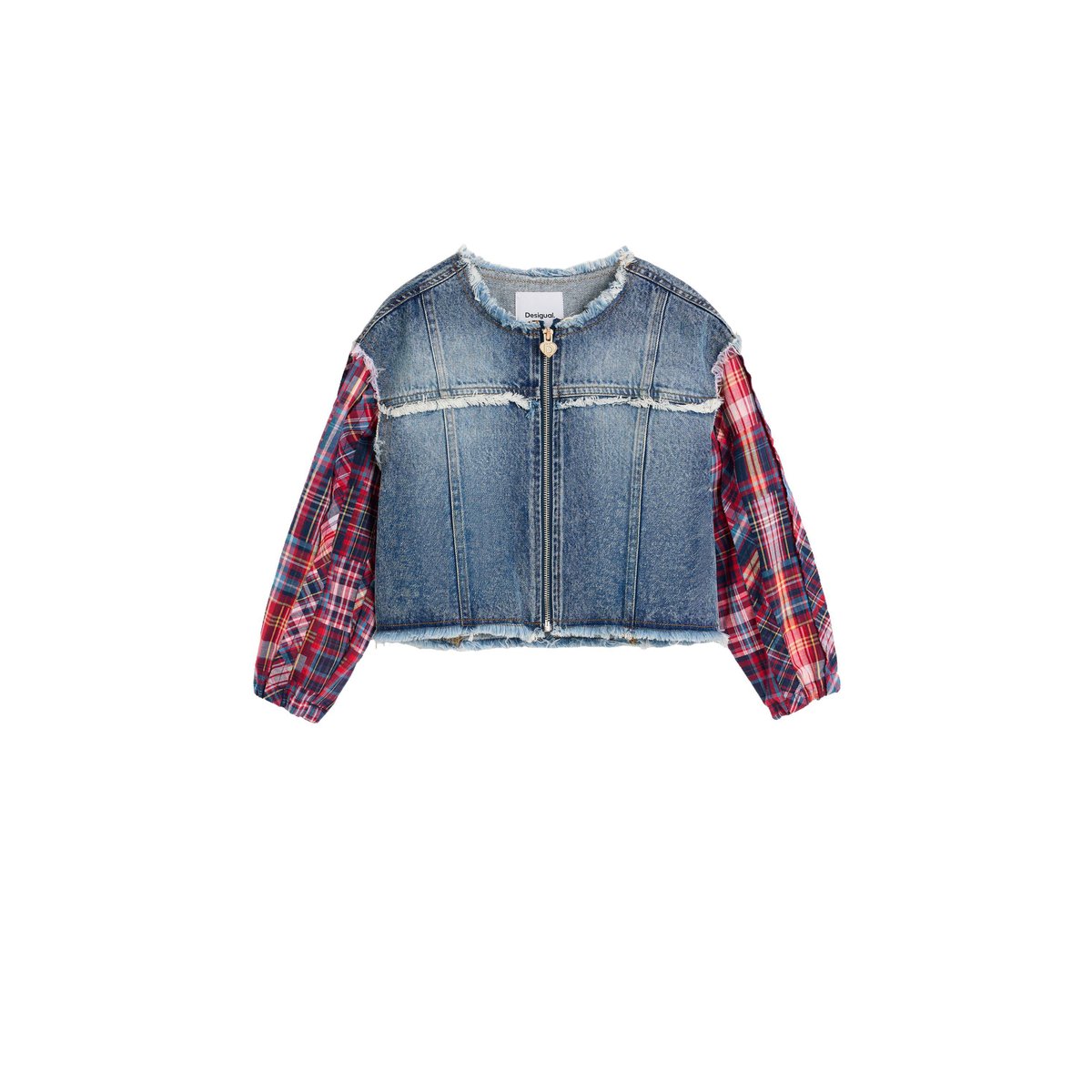 Veste en jean à carreaux bleu clair, DESIGUAL