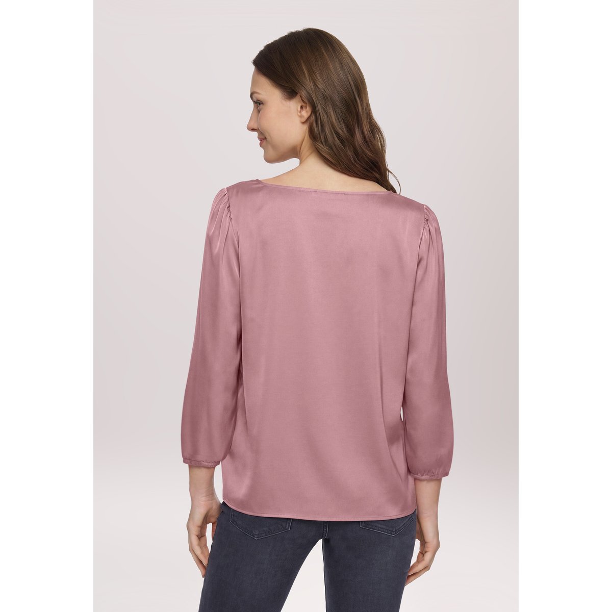 Chemisier en satin à encolure bateau rose taupe, BETTY BARCLAY