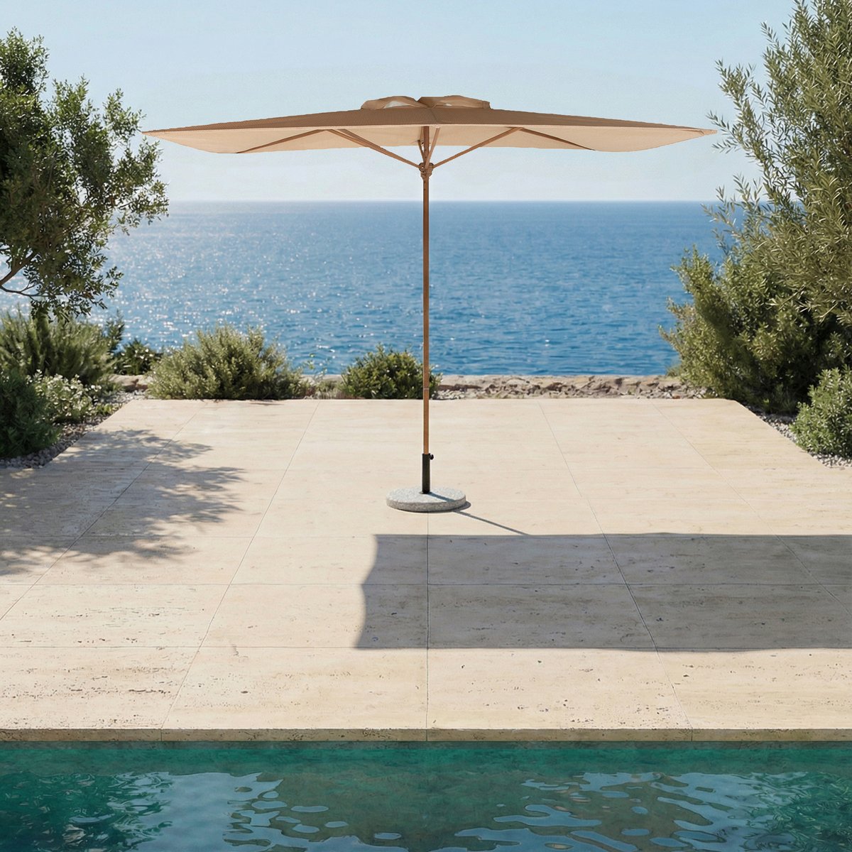Parasol 3x2m effet raphia beige, MX HOME